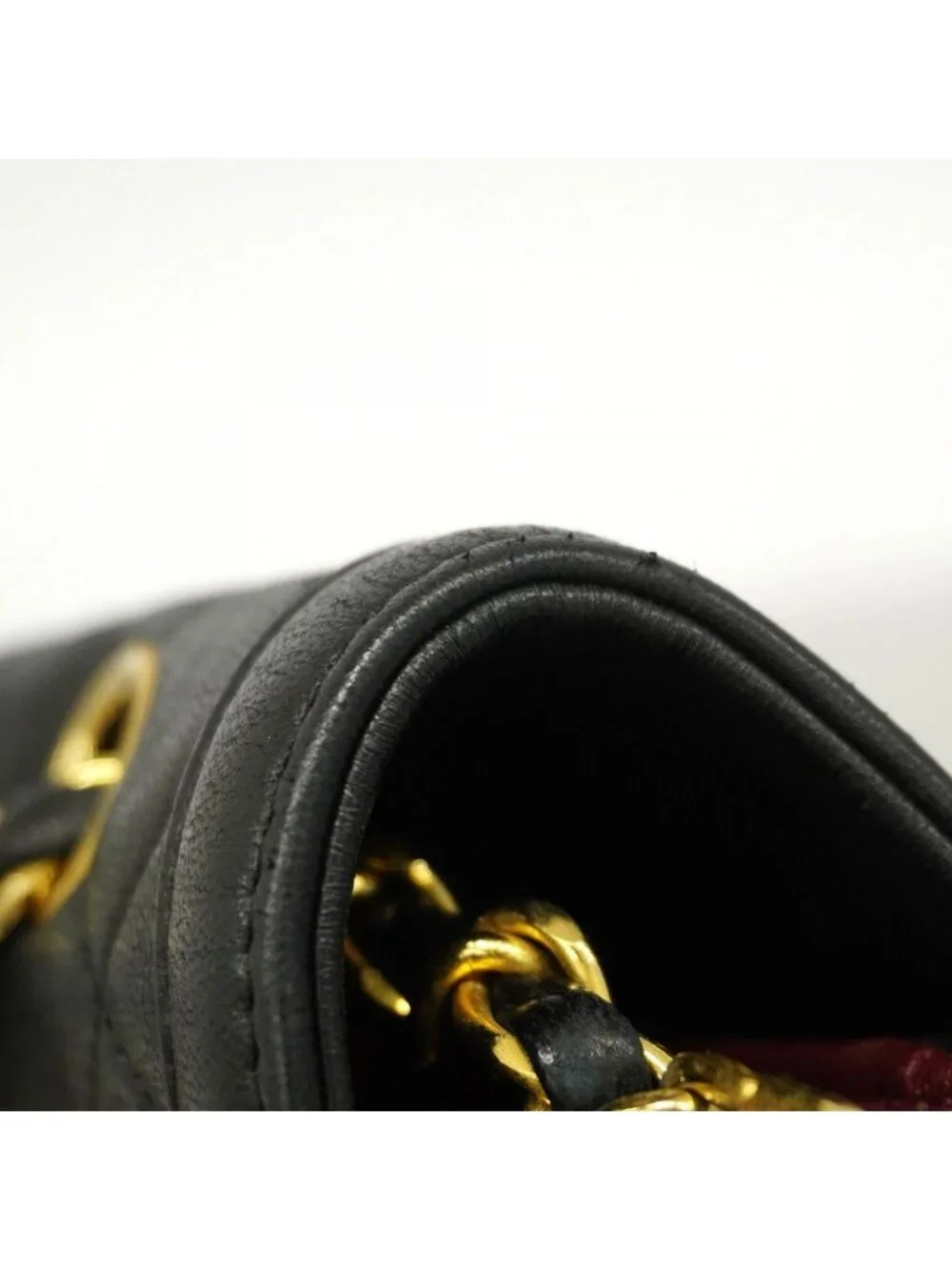Chanel Shoulder Bag Quilted Lambskin Black Gold